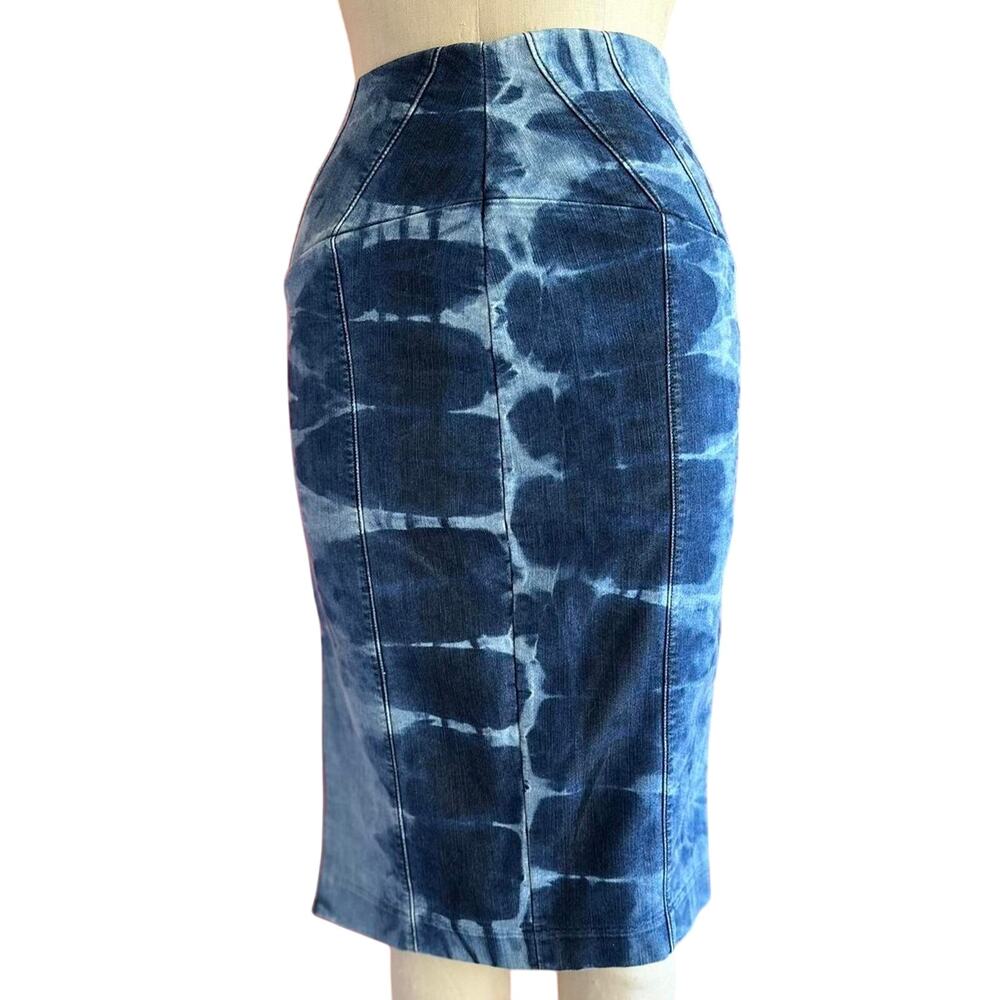 Womens Skirt Size 0 Blue Denim Reworked Tie Dye Hippie Western Rodeo Festival